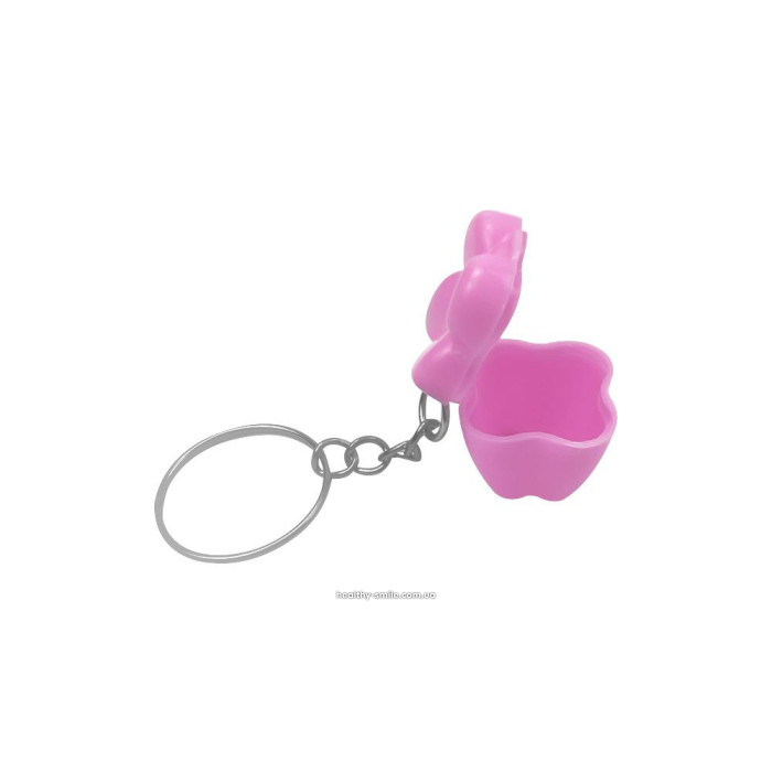 Tooth-shaped keyring container for baby teeth